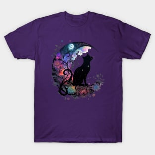 Mystical Black Cat & Moon T-Shirt